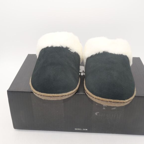 NEW SOREL Nakiska Slide II Women's 11 Suede Lined Slippers Black Indoor/Outdoor - Picture 3 of 10